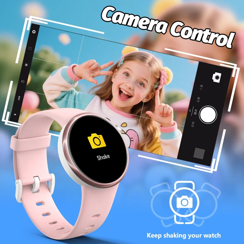 H39L For Kids Smart Watch 1.09 Inch Round AMOLED Screen Customizable UI Heart Rate Sleep Health Monitor - Black