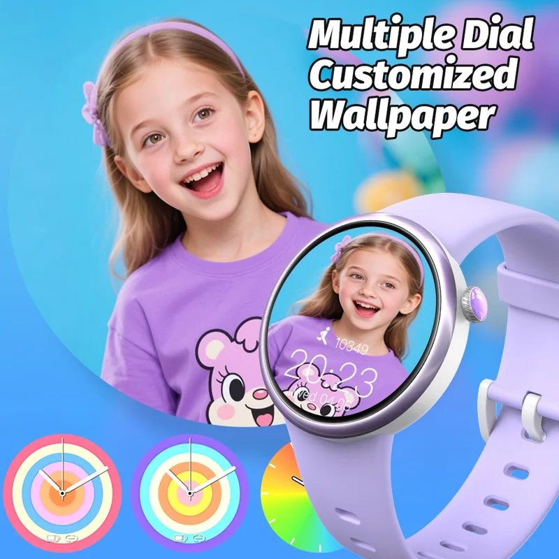 H39L For Kids Smart Watch 1.09 Inch Round AMOLED Screen Customizable UI Heart Rate Sleep Health Monitor - Black