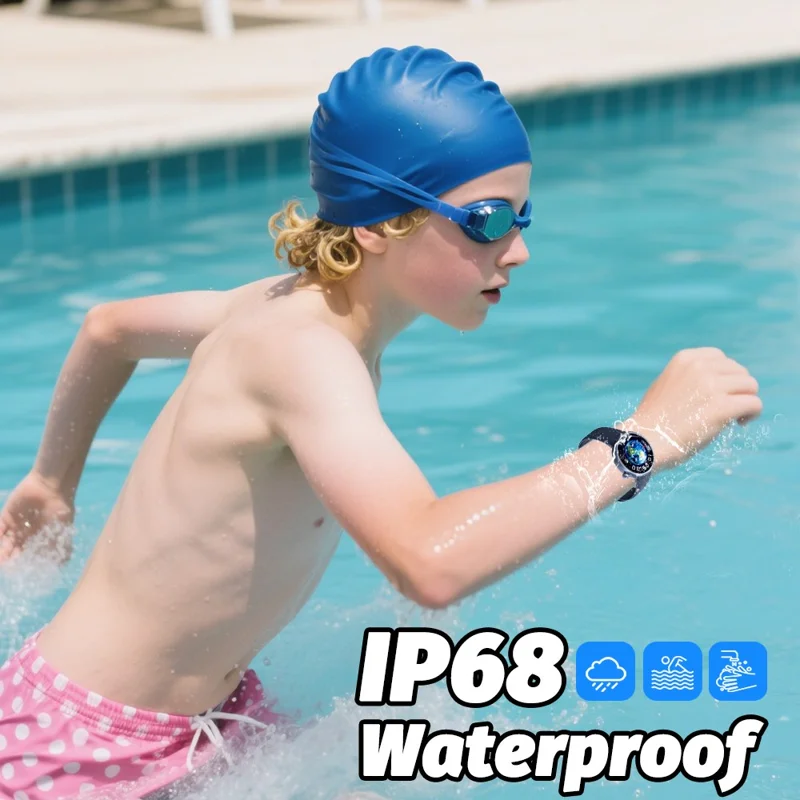 H39L For Kids Smart Watch 1.09 Inch Round AMOLED Screen Customizable UI Heart Rate Sleep Health Monitor - Black