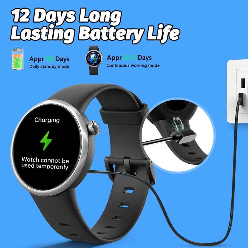 H39L For Kids Smart Watch 1.09 Inch Round AMOLED Screen Customizable UI Heart Rate Sleep Health Monitor - Black