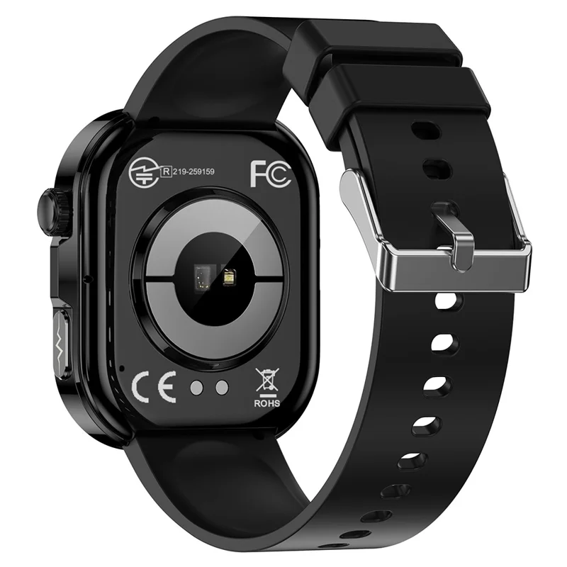 Montre connectée GE52 écran HD 1,88 pouce, moniteur de santé ECG, appel Bluetooth, suivi de forme - Bracelet en silicone noir