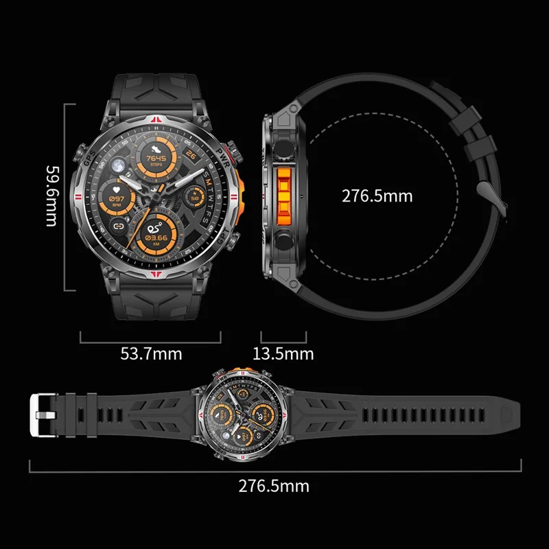 KC93 Smartwatch GPS-positionering ChatGPT Sport Hjertefrekvens Multifunktions Sundhedsmonitorering Bærbar Ur - Sort Rem