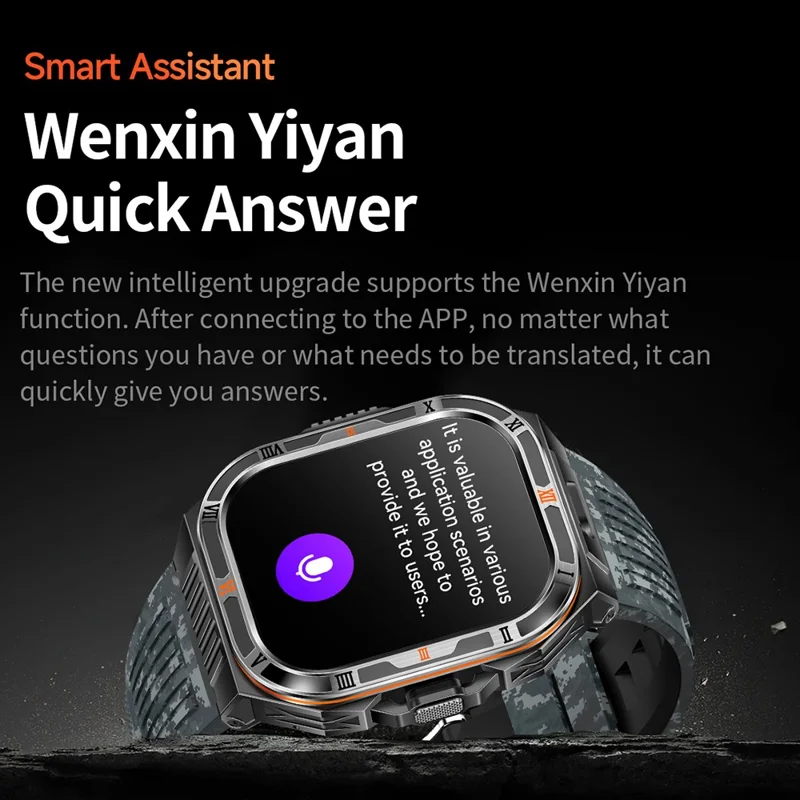 HT38 2.01 Inch IPS Screen Smart Watch for Outdoor Sports IP68 Waterproof Health Monitor Bluetooth-compatible Calling Wristwatch - Black+Orange