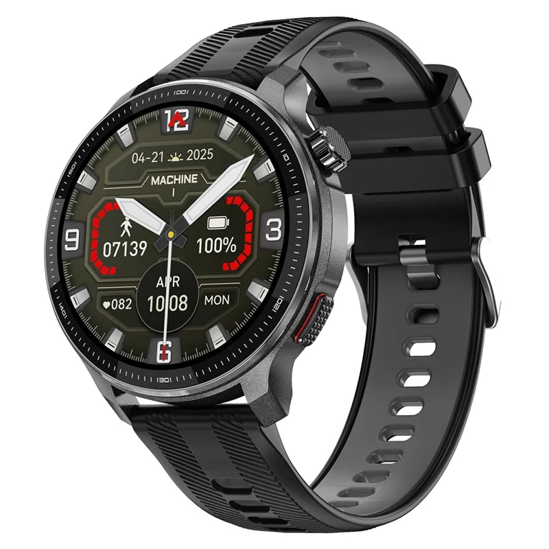 DTG6 1.43 Inch AMOLED HD Screen Smartwatch Bluetooth-compatible Call Health Monitor Wristwatch for Android  /  iOS, 4GB Memory - Black