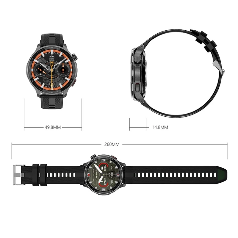 DTG6 1.43 Inch AMOLED HD Screen Smartwatch Bluetooth-compatible Call Health Monitor Wristwatch for Android  /  iOS, 4GB Memory - Black