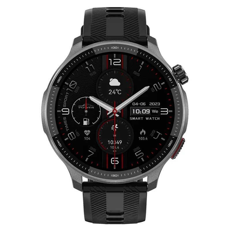 DTG6 1.43 Inch AMOLED HD Screen Smartwatch Bluetooth-compatible Call Health Monitor Wristwatch for Android  /  iOS, 4GB Memory - Black