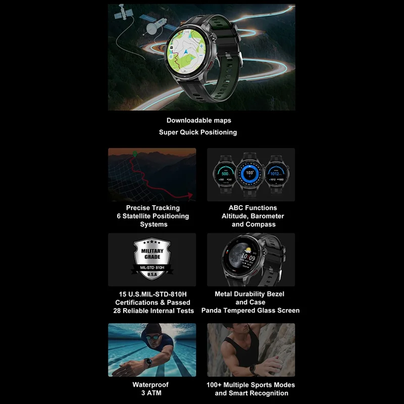 DTG6 1.43 Inch AMOLED HD Screen Smartwatch Bluetooth-compatible Call Health Monitor Wristwatch for Android  /  iOS, 4GB Memory - Black