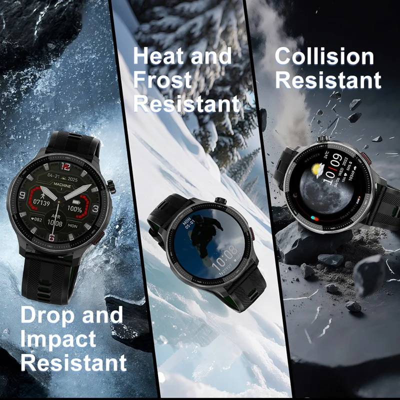 DTG6 1.43 Inch AMOLED HD Screen Smartwatch Bluetooth-compatible Call Health Monitor Wristwatch for Android  /  iOS, 4GB Memory - Black