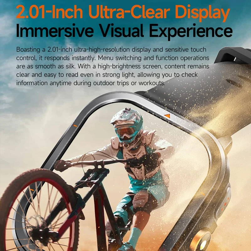 TS500 2.01 Inch IPS Screen Sports  Smartwatch Health Monitor Bluetooth-compatible Calling Wristwatch with Compass Altimeter Barometer - Black