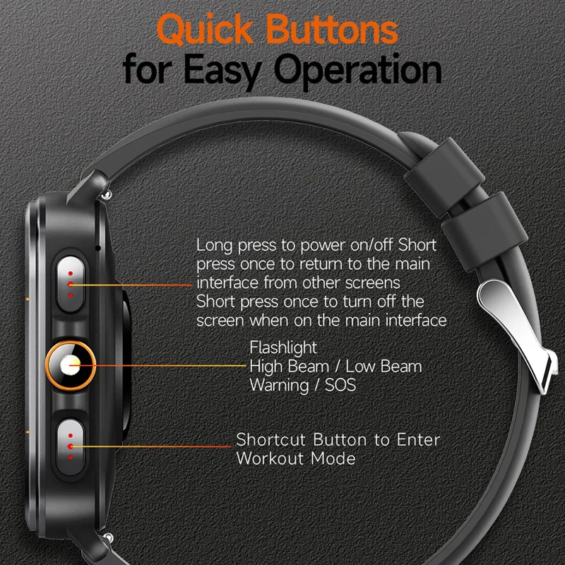 TS500 2.01 Inch IPS Screen Sports  Smartwatch Health Monitor Bluetooth-compatible Calling Wristwatch with Compass Altimeter Barometer - Black