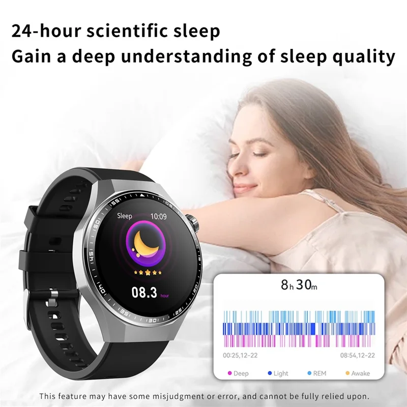 F230 Smartwatch mit BT-Anruf, EKG, Herzfrequenz, Sauerstoffsättigung, Blutdruck, wissenschaftlichem Schlafmonitoring, SOS-Alarm – Schwarzes Silikonarmband