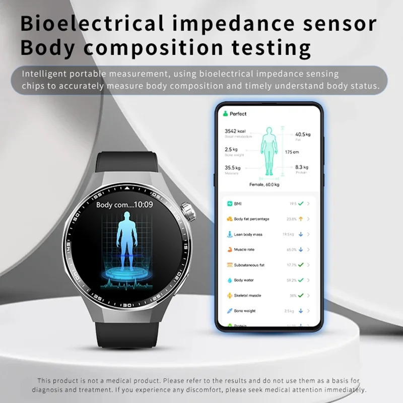 F230 Smartwatch mit BT-Anruf, EKG, Herzfrequenz, Sauerstoffsättigung, Blutdruck, wissenschaftlichem Schlafmonitoring, SOS-Alarm – Schwarzes Silikonarmband