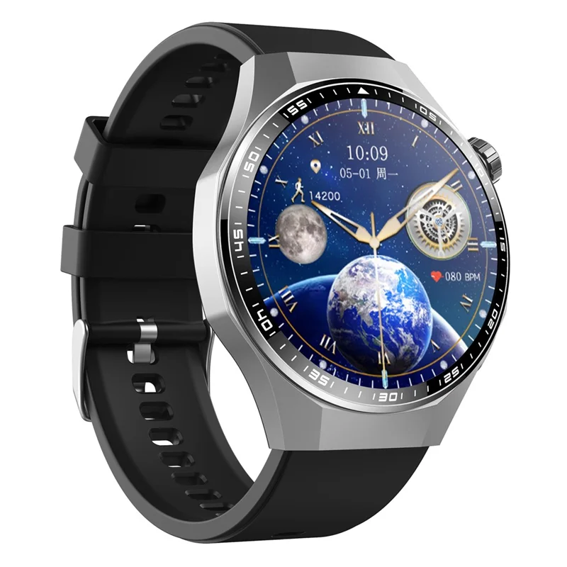 F230 Smartwatch mit BT-Anruf, EKG, Herzfrequenz, Sauerstoffsättigung, Blutdruck, wissenschaftlichem Schlafmonitoring, SOS-Alarm – Schwarzes Silikonarmband