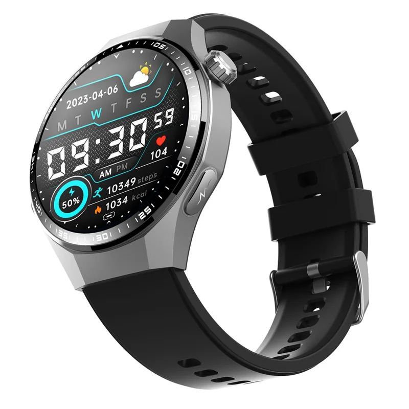 F230 Smartwatch mit BT-Anruf, EKG, Herzfrequenz, Sauerstoffsättigung, Blutdruck, wissenschaftlichem Schlafmonitoring, SOS-Alarm – Schwarzes Silikonarmband