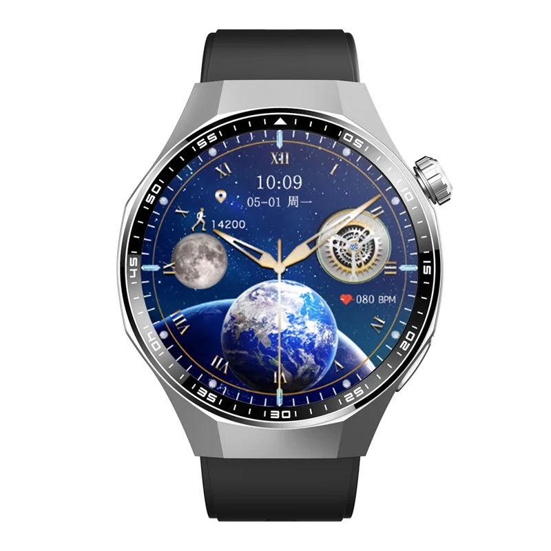 F230 Smartwatch mit BT-Anruf, EKG, Herzfrequenz, Sauerstoffsättigung, Blutdruck, wissenschaftlichem Schlafmonitoring, SOS-Alarm – Schwarzes Silikonarmband