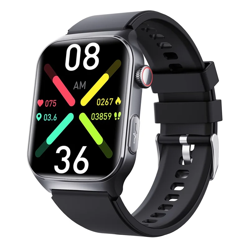 F320 Smart Watch ECG PPG Health Monitor Heart Rate Blood Pressure SOS Fall Detection Watch - Black Silicone