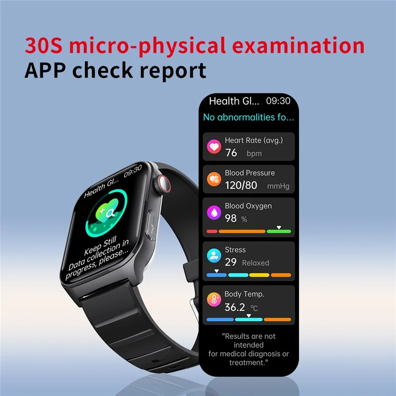 F320 Smart Watch ECG PPG Health Monitor Heart Rate Blood Pressure SOS Fall Detection Watch - Black Silicone