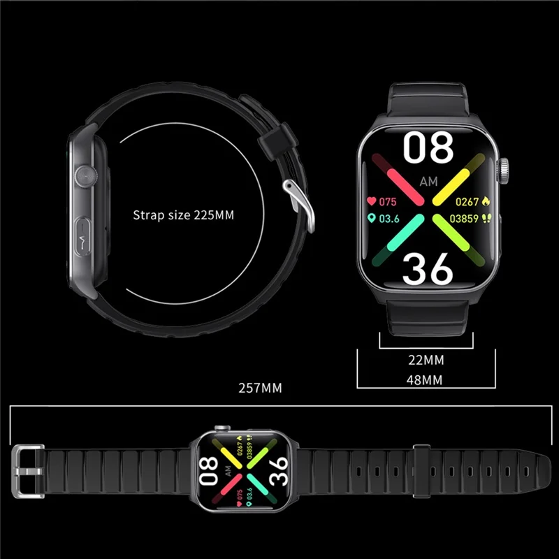 F320 Smart Watch ECG PPG Health Monitor Heart Rate Blood Pressure SOS Fall Detection Watch - Black Silicone