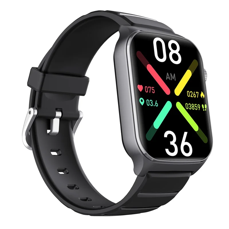 F320 Smart Watch ECG PPG Health Monitor Heart Rate Blood Pressure SOS Fall Detection Watch - Black Silicone