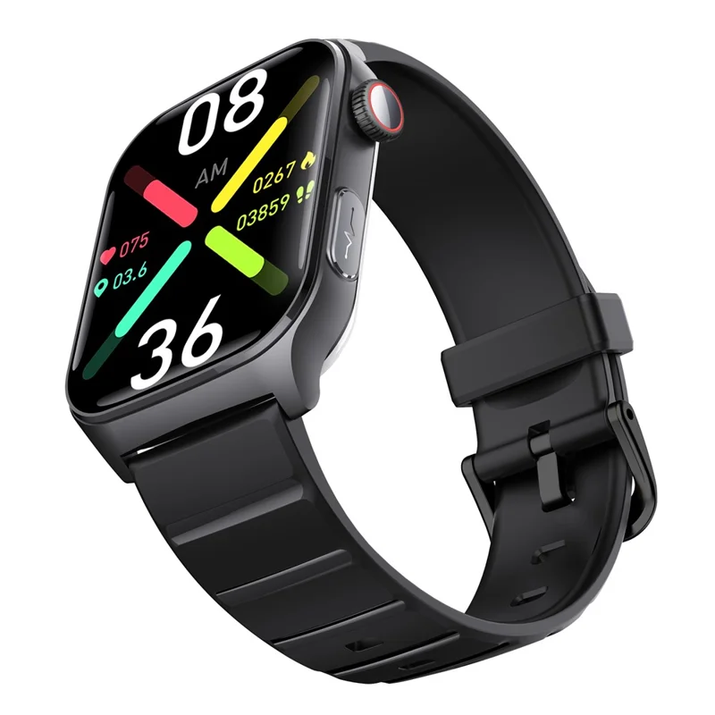 F320 Smart Watch ECG PPG Health Monitor Heart Rate Blood Pressure SOS Fall Detection Watch - Black Silicone