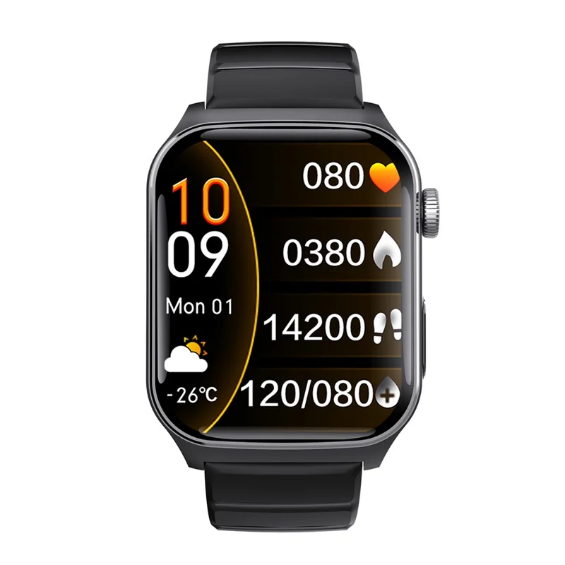 F320 Smart Watch ECG PPG Health Monitor Heart Rate Blood Pressure SOS Fall Detection Watch - Black Silicone