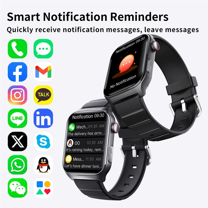 F320 Smart Watch ECG PPG Health Monitor Heart Rate Blood Pressure SOS Fall Detection Watch - Black Silicone