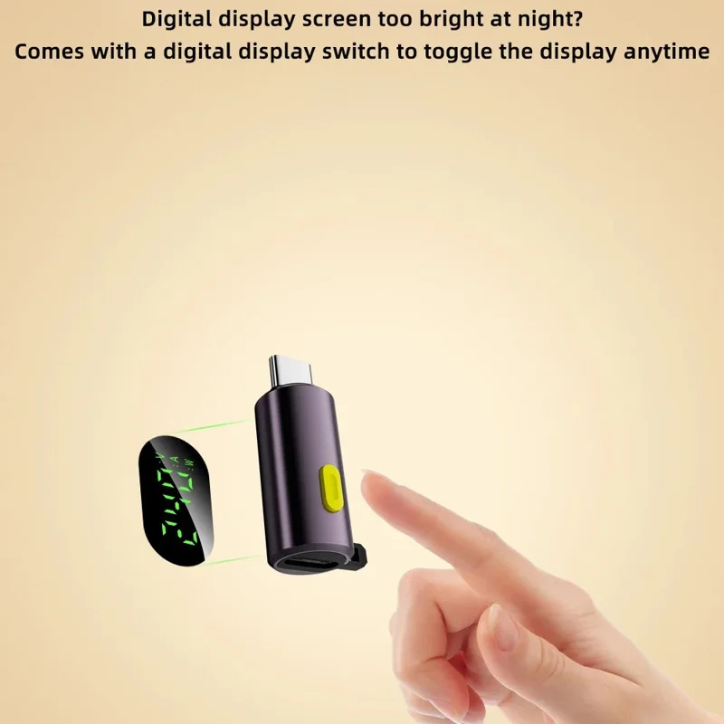 PD 240W USB-C-Adapter mit Digitalanzeige, männlich Typ-C auf weiblich Typ-C, OTG-Connector – Lila