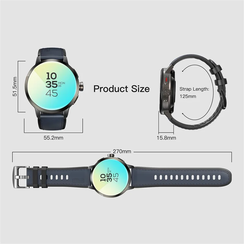 Montre intelligente UNIWA DM82 Écran 1,82 pouces 2 Go de RAM 16 Go de stockage Emplacement pour carte SIM 4G - Bleu