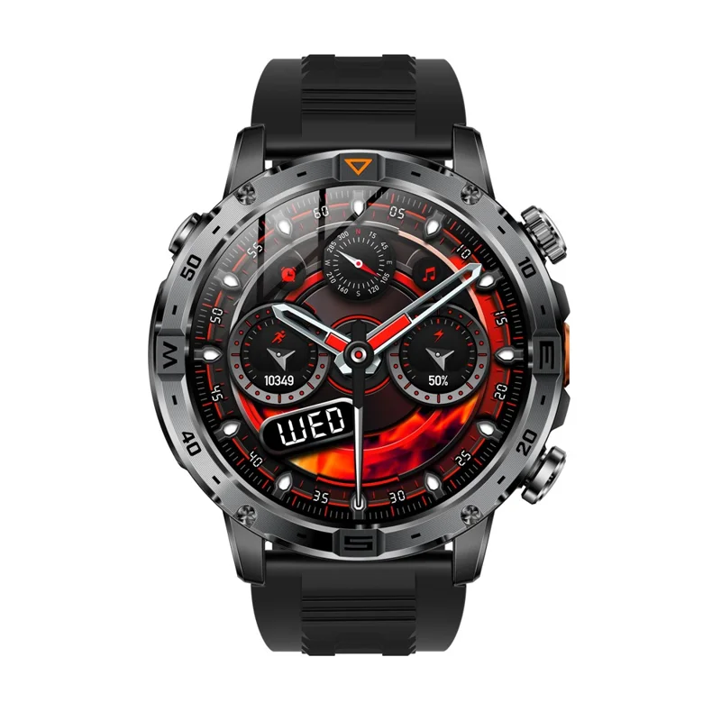 AK91 1.7 Inch HD Screen Smart Watch Bluetooth-compatible Calling Outdoor Sports Watch with Pedometer Flashlight - Black