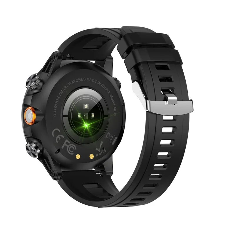 AK91 1.7 Inch HD Screen Smart Watch Bluetooth-compatible Calling Outdoor Sports Watch with Pedometer Flashlight - Black