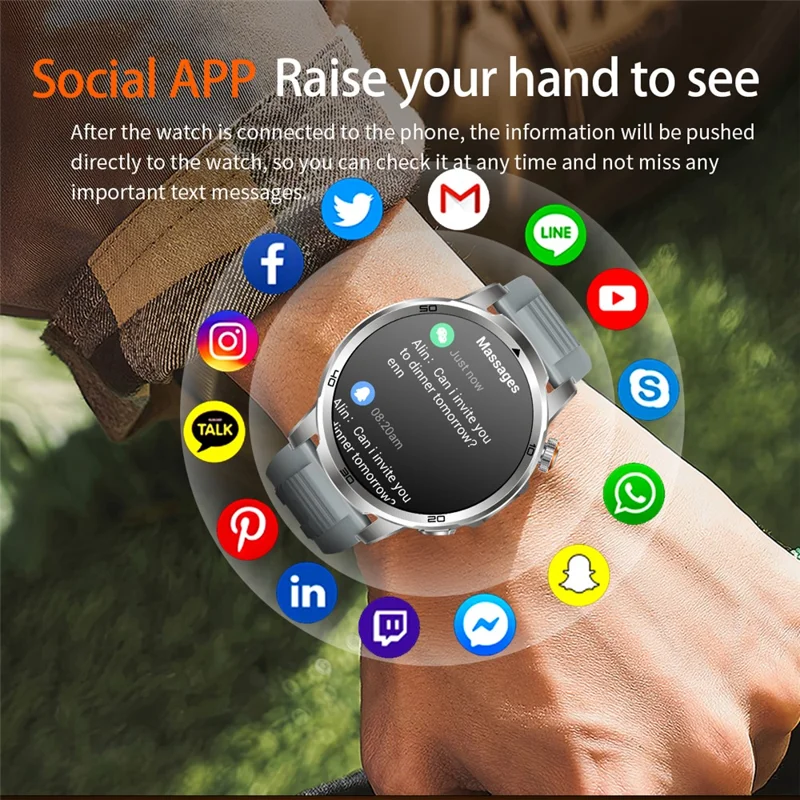 AK95 Multi-Functional Smart Watch Bluetooth-Compatible IP68 Waterproof Sports Watch with Heart Rate Monitor - Black + Silicone Strap