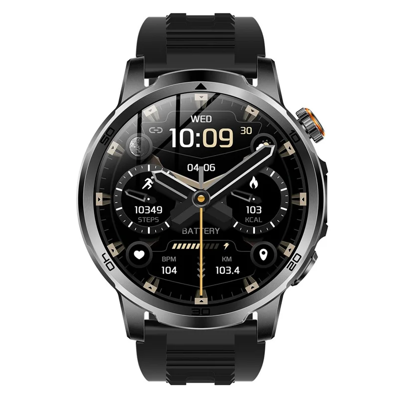 AK95 Multi-Functional Smart Watch Bluetooth-Compatible IP68 Waterproof Sports Watch with Heart Rate Monitor - Black + Silicone Strap