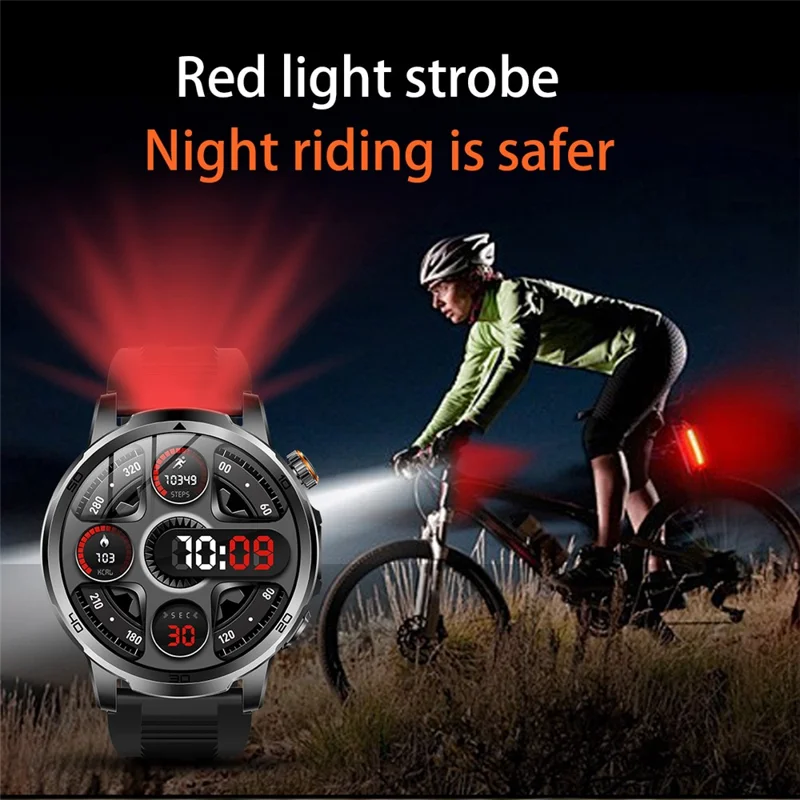 AK95 Multi-Functional Smart Watch Bluetooth-Compatible IP68 Waterproof Sports Watch with Heart Rate Monitor - Black + Silicone Strap