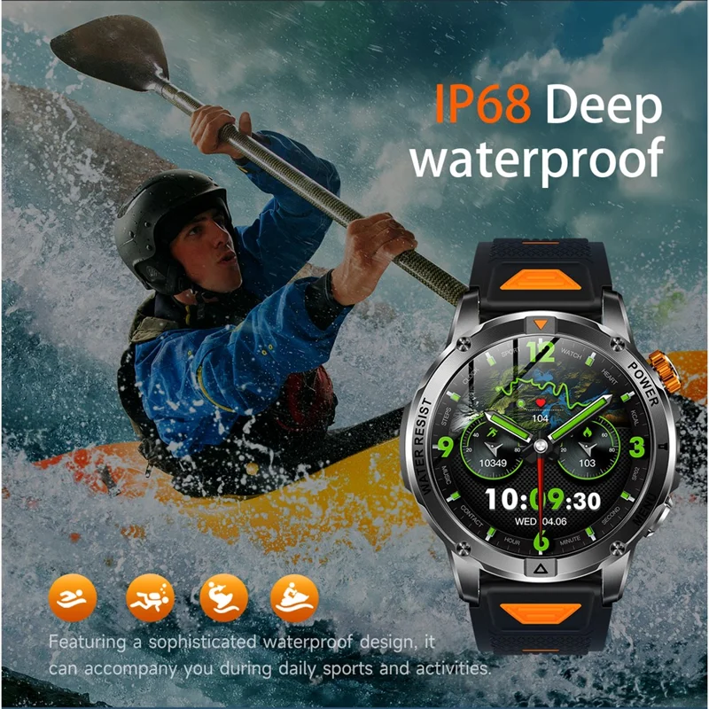 AK93 IP68 Waterproof Smart Watch with Heart Rate  /  Sleep Monitor Bluetooth-Compatible Sports Watch - Black + Silicone Strap