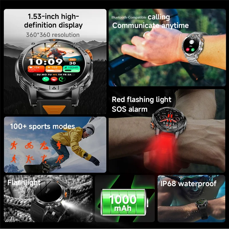 AK93 IP68 Waterproof Smart Watch with Heart Rate  /  Sleep Monitor Bluetooth-Compatible Sports Watch - Black + Silicone Strap