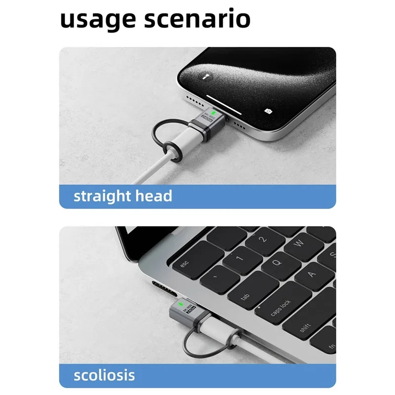 240W Type-C Adapter Aluminiumlegierung Stecker auf Buchse USB-C Konverter mit Lanyard / 120Gbps Datenübertragung / 16K Displayunterstützung - Silber