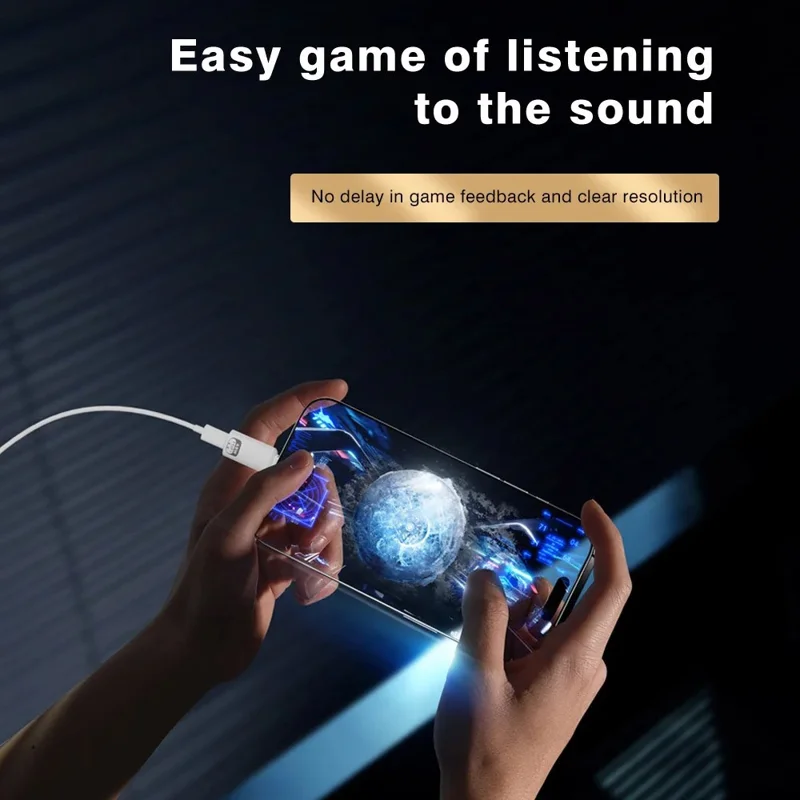 Type-C Male to iP Female Audio Adapter for iPhone 15  /  16  /  17 Series, PD 45W Fast Charging, HiFi Sound Converter - White