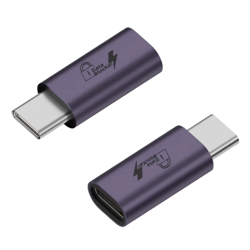 Type-C Male to Type-C Female Adapter USB Data Blocker, Anti-Hacking Data Sync Blocker for Secure Charging / Privacy Protection - Purple