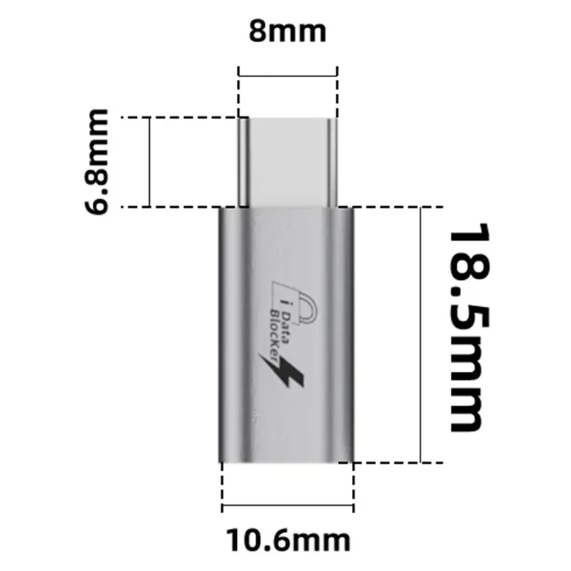 Type-C Male to Type-C Female Adapter USB Data Blocker, Anti-Hacking Data Sync Blocker for Secure Charging / Privacy Protection - Purple