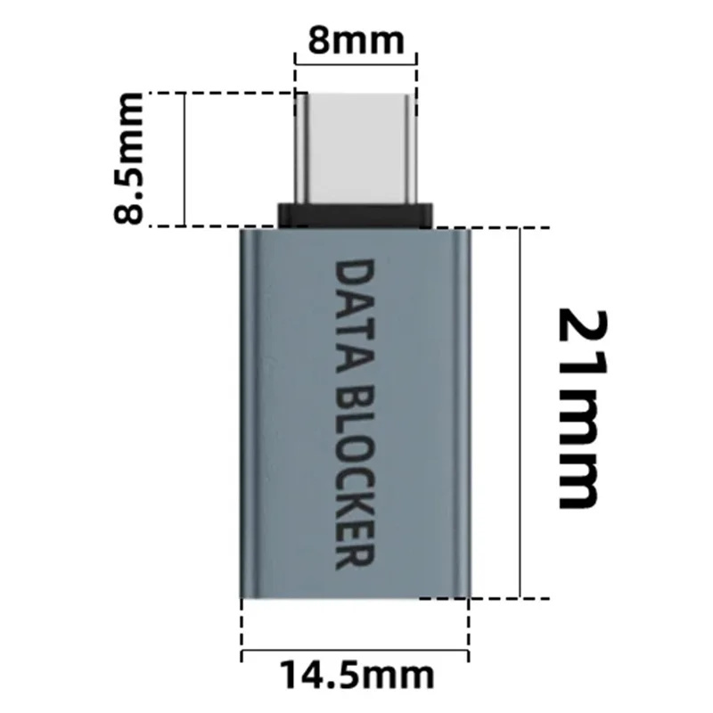 Type-C Male to USB Female Adapter Data Blocker, Anti-Hacking Data Sync Blocker for Secure Charging  /  Privacy Protection - Purple