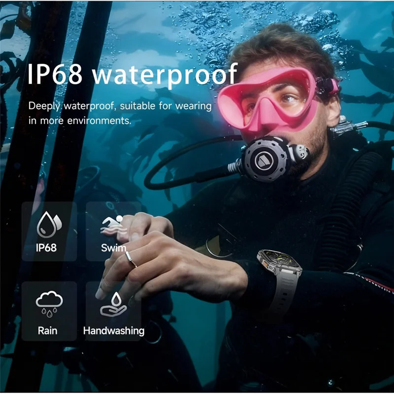 AK103 Smart Watch 2.01 Inch HD Screen Bluetooth-compatible Call 100+ Sports Modes Waterproof Fitness Tracker - Grey Silicone Strap