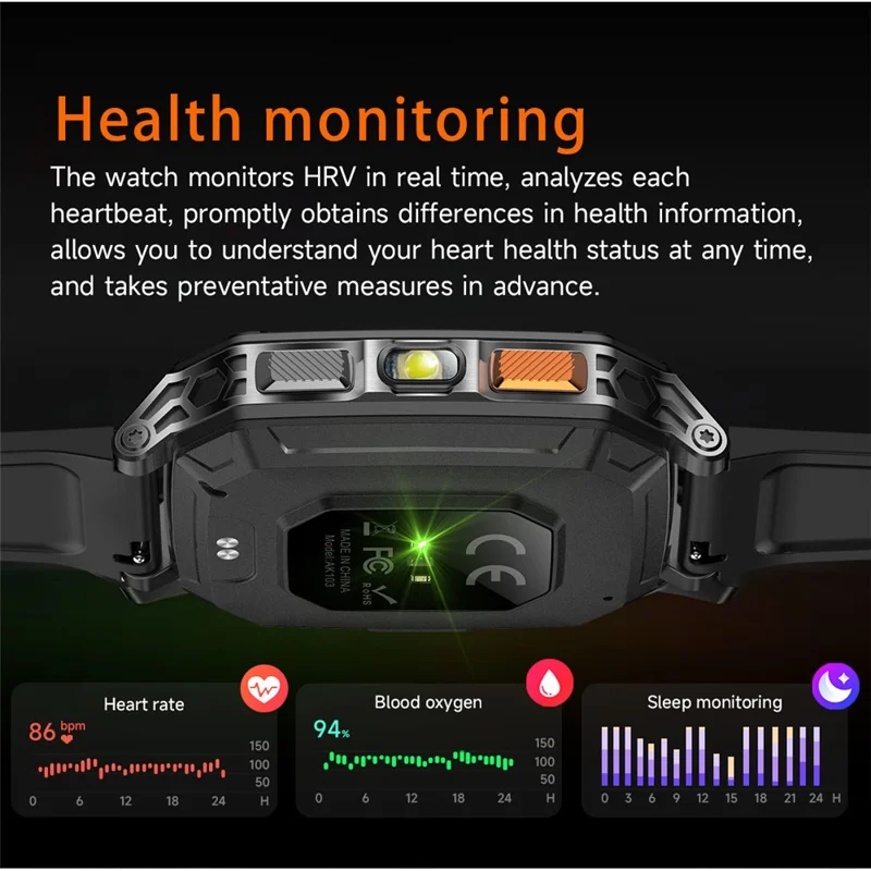 AK103 Smart Watch 2.01 Inch HD Screen Bluetooth-compatible Call 100+ Sports Modes Waterproof Fitness Tracker - Grey Silicone Strap