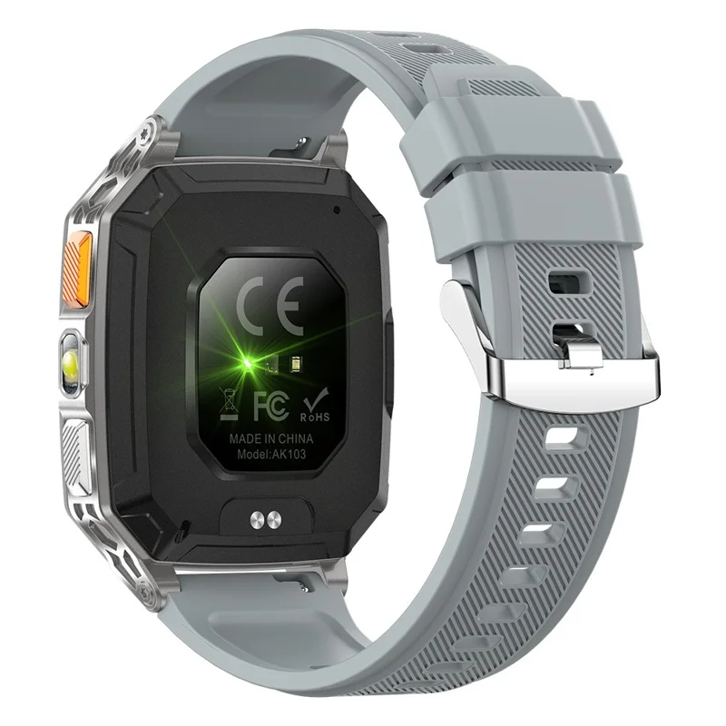 AK103 Smart Watch 2.01 Inch HD Screen Bluetooth-compatible Call 100+ Sports Modes Waterproof Fitness Tracker - Grey Silicone Strap
