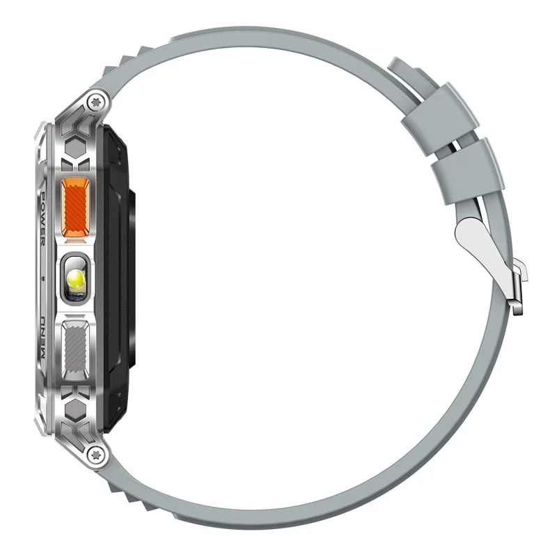 AK103 Smart Watch 2.01 Inch HD Screen Bluetooth-compatible Call 100+ Sports Modes Waterproof Fitness Tracker - Grey Silicone Strap