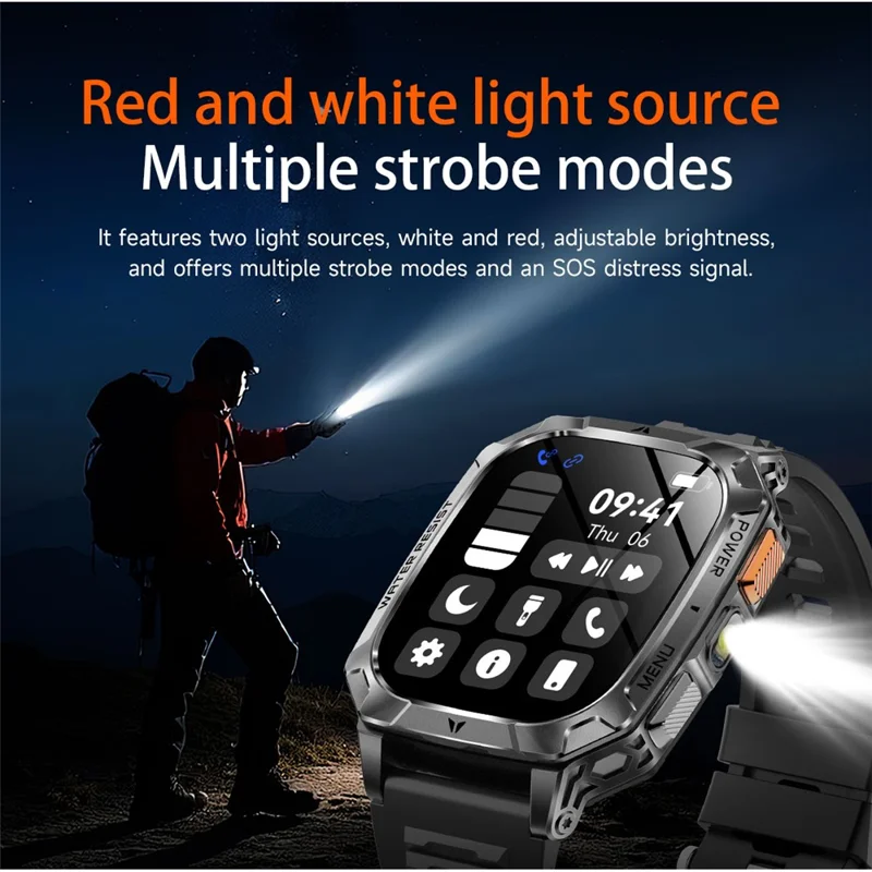 AK103 Smart Watch 2.01 Inch HD Screen Bluetooth-compatible Call 100+ Sports Modes Waterproof Fitness Tracker - Grey Silicone Strap