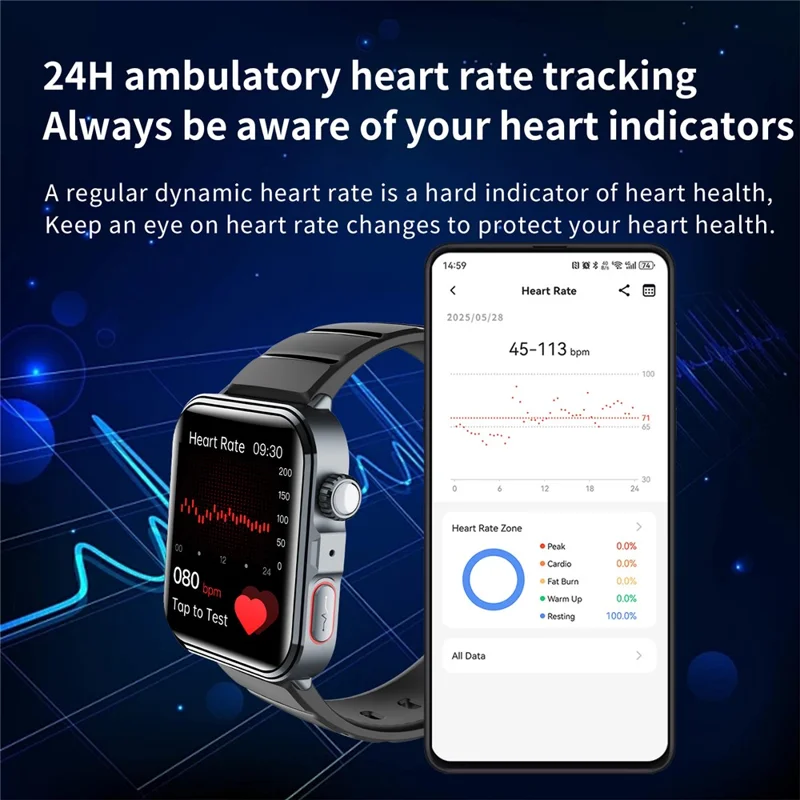 F330 Smart Watch Bluetooth-Compatible Calling Heart Rate Blood Oxygen ECG Monitoring Sports Watch - Pink / Silicone Strap