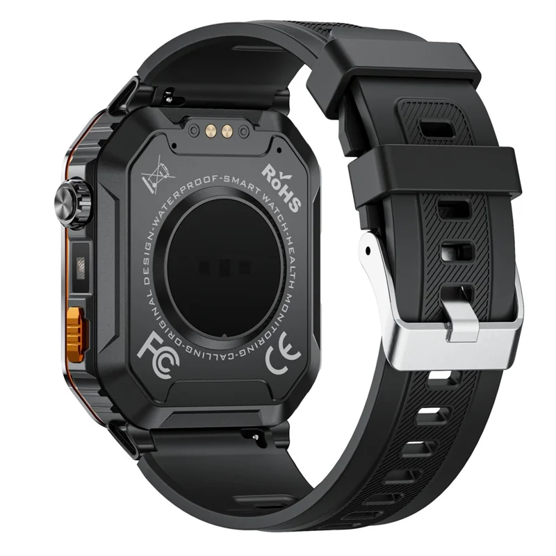 MT62 Relógio Inteligente para Aventura ao Ar Livre, Impermeável IP68, Ecrã IPS de 2,01 Polegadas, Rastreador de Fitness com Lanterna LED Integrada - Preto