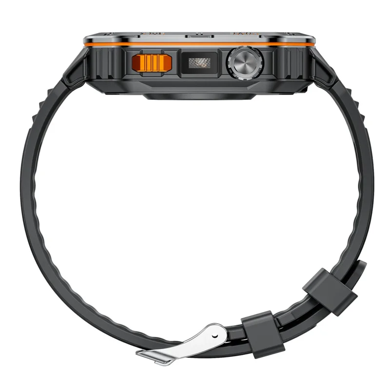 MT62 Relógio Inteligente para Aventura ao Ar Livre, Impermeável IP68, Ecrã IPS de 2,01 Polegadas, Rastreador de Fitness com Lanterna LED Integrada - Preto