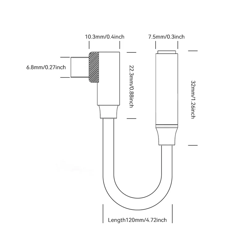 ESSAGER 12cm L-Shape Type-C Male to 3.5mm Female DAC Digital Decoder HiFi Audio Adapter - Grey