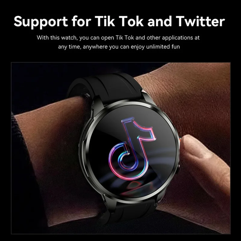 H99 1.95 Inch AMOLED Screen 5G Smart Watch Android 8.1 Video Call Sports Watch Support SIM Card - Black